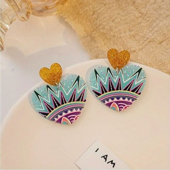 BOHOHEMIN HEART fun whimsical kawaii fun whimsical novelty earr… - Picture 4 of 6